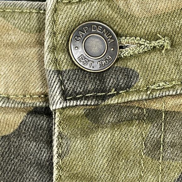 GAP Pants Womens 0/25 Army Green Camo‎ Denim Legging Skimmer Ankle Skinny - Picture 3 of 10